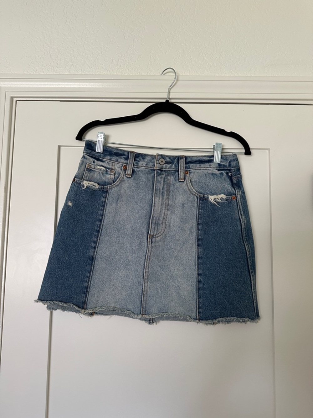 Abercrombie & Fitch Natural Rise Denim Two-Tone Skirt